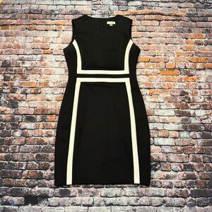Calvin Klein Black & White Scuba Sheath Sleeveless Dress Sz 12P